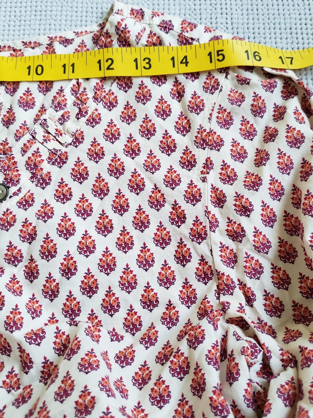 Bob Timberlake Ivory & Raspberry Printed Tunic Top Large Cotton Summer Light - Picture 9 of 11